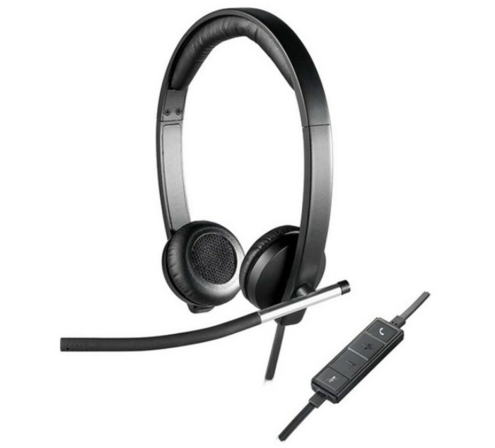 Headphones with Microphone Logitech 981-000519 USB 2.0 Black Silver